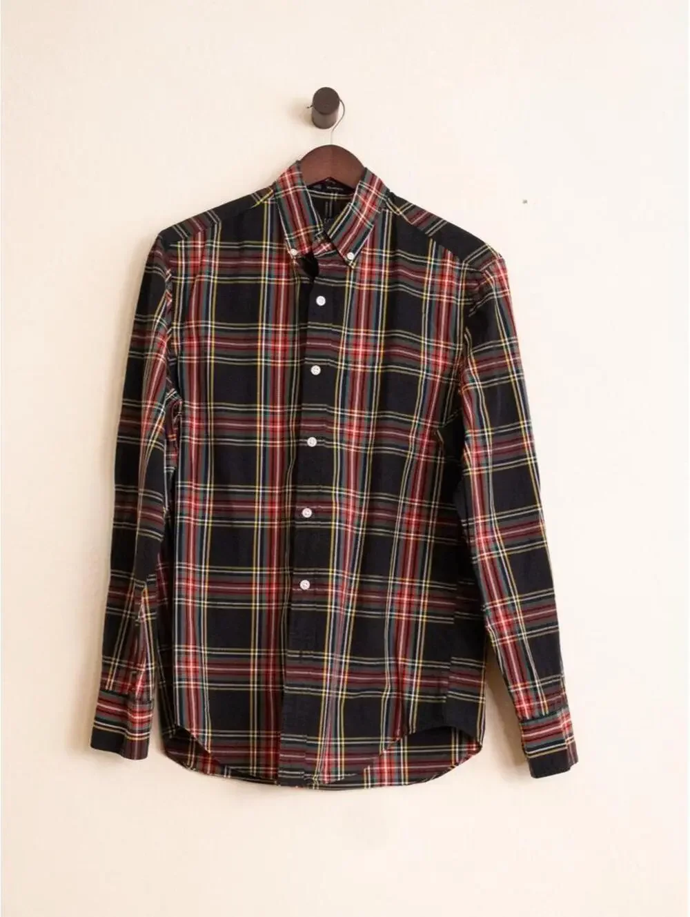 J.Crew Flex Washed Classic Fit Black Tartan Plaid Button Down Shirt Men’s Small